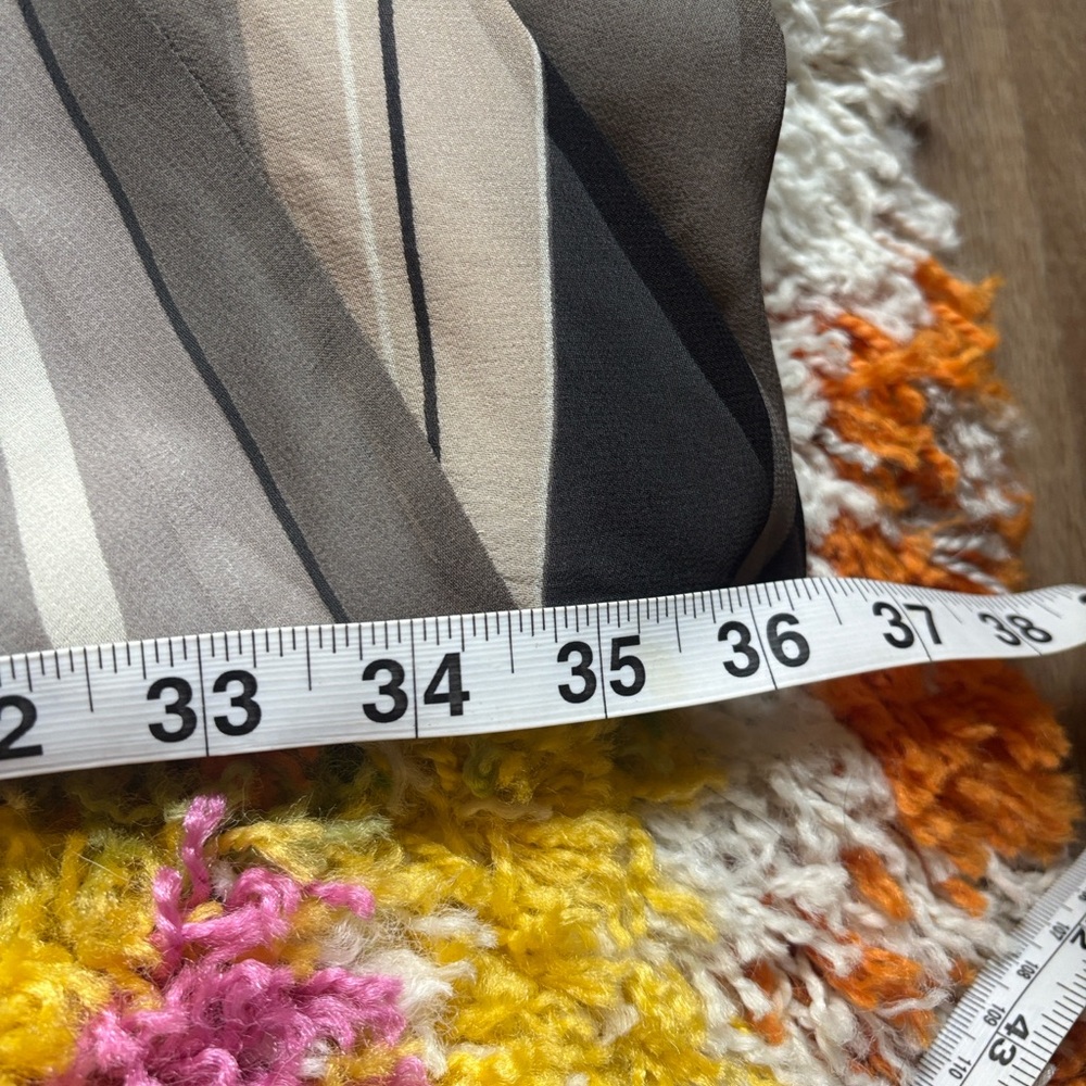 Vintage Anthropologie Kenneth Cole Gray and Tan Patterned 100% Silk Maxi Skirt - Picture 14 of 16